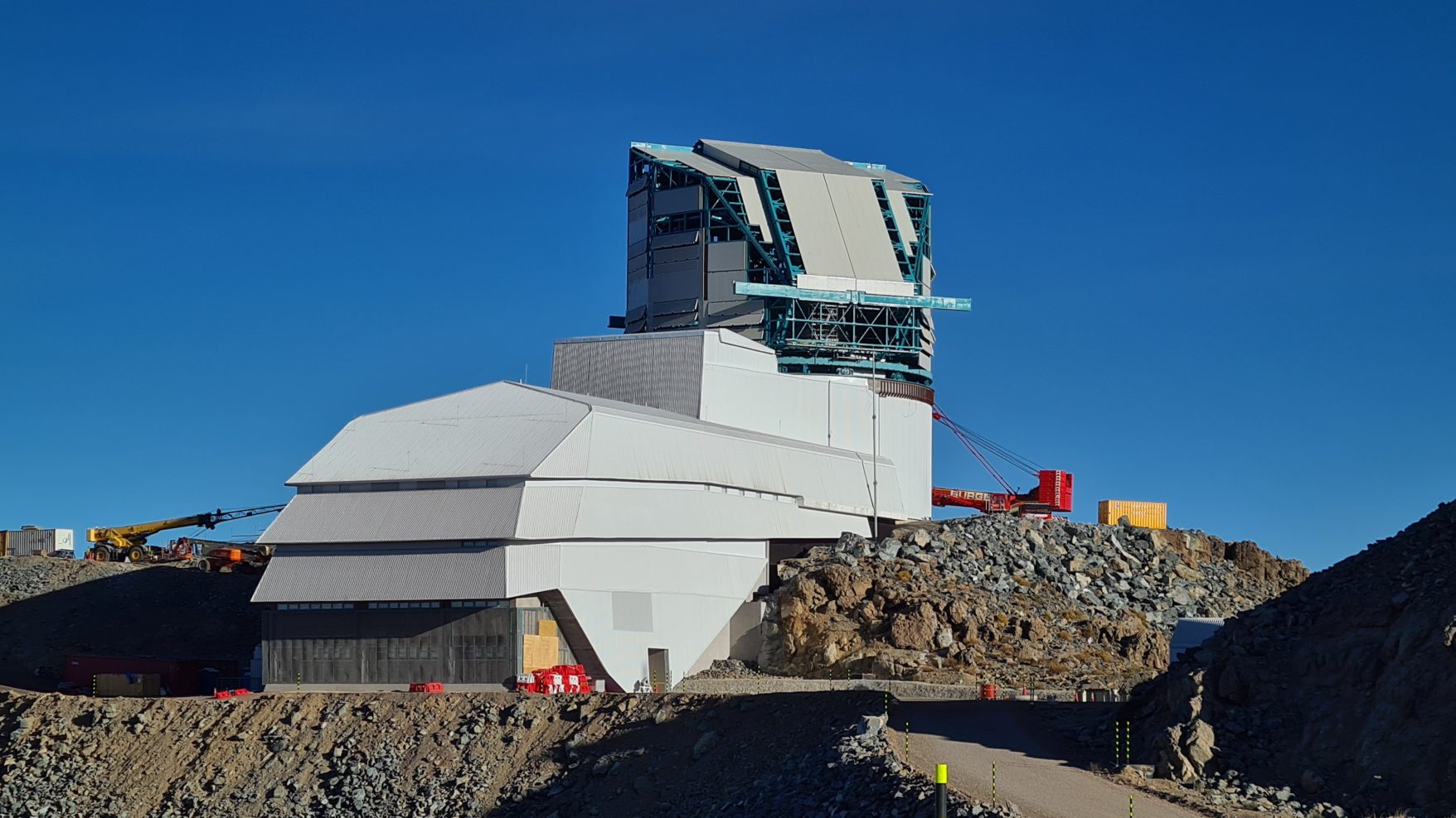 Photograph of the LSST Summit during construction in Chile