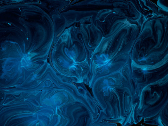 Abstract liquid gradient with cyan and teal on a dark blue background