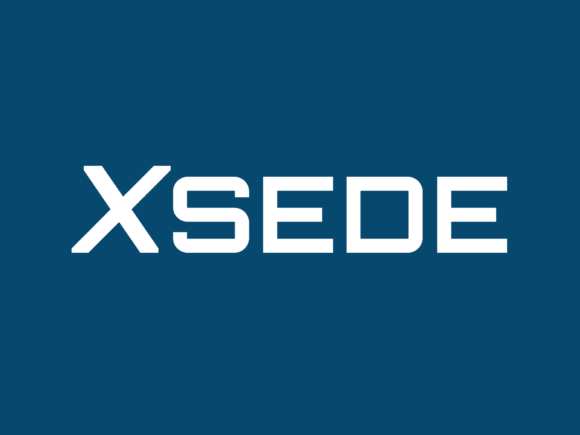 XSEDE logo in white on a blue background