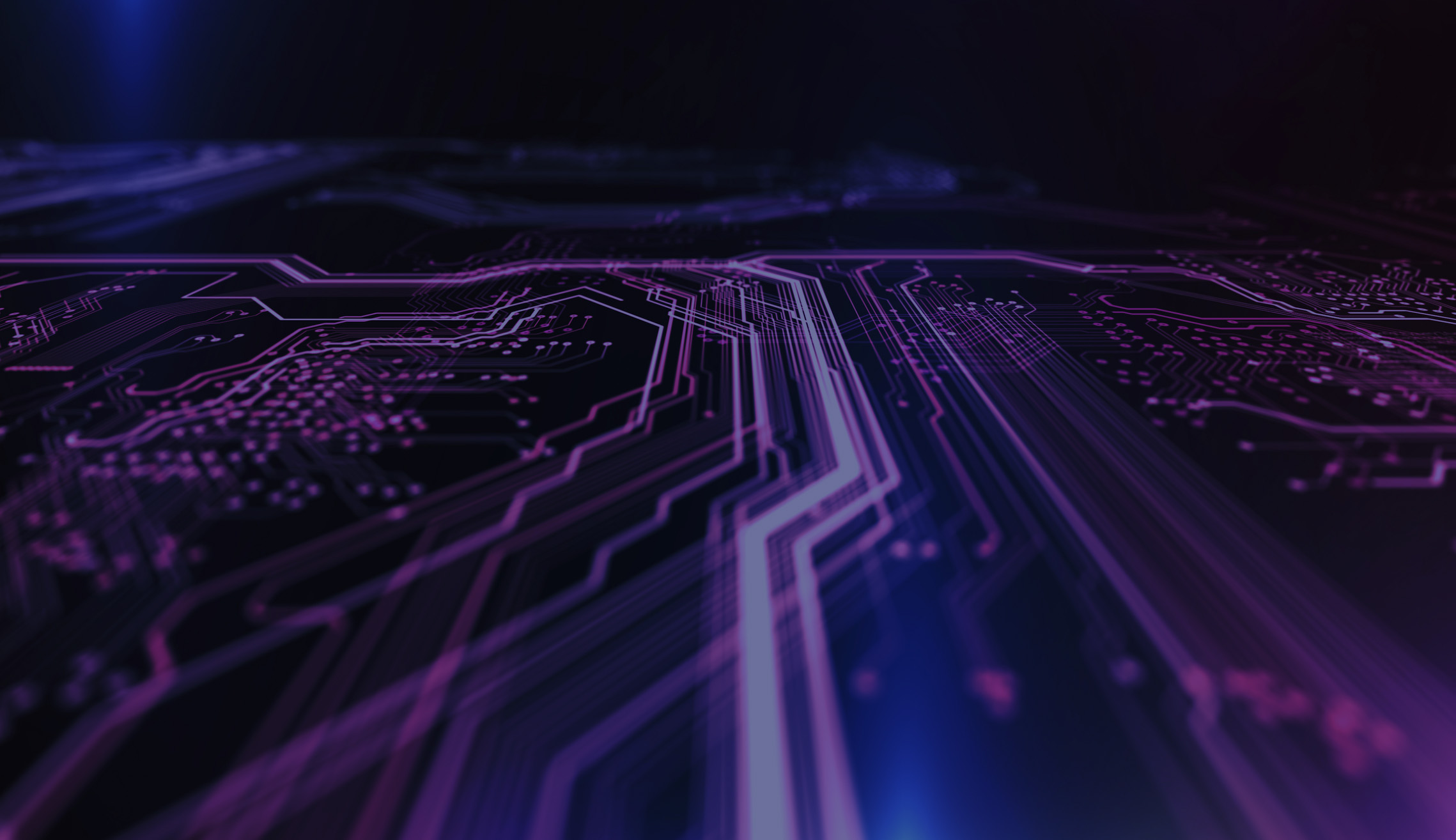 Artistic closeup of purple circuitry on a black background