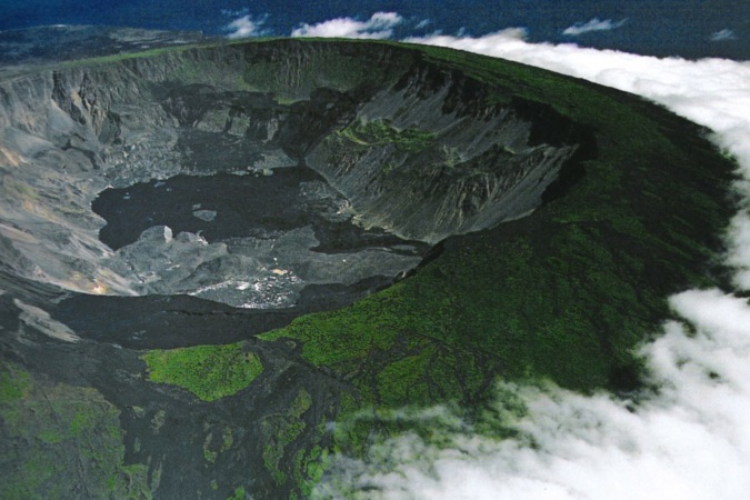 A photo of the Sierra Negra Volcano, in Galápagos, Ecuador.