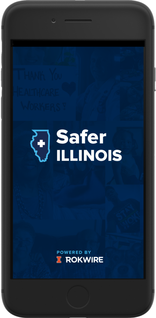 A mockup of the now retired Safer Illinois app on a smartphone screen.