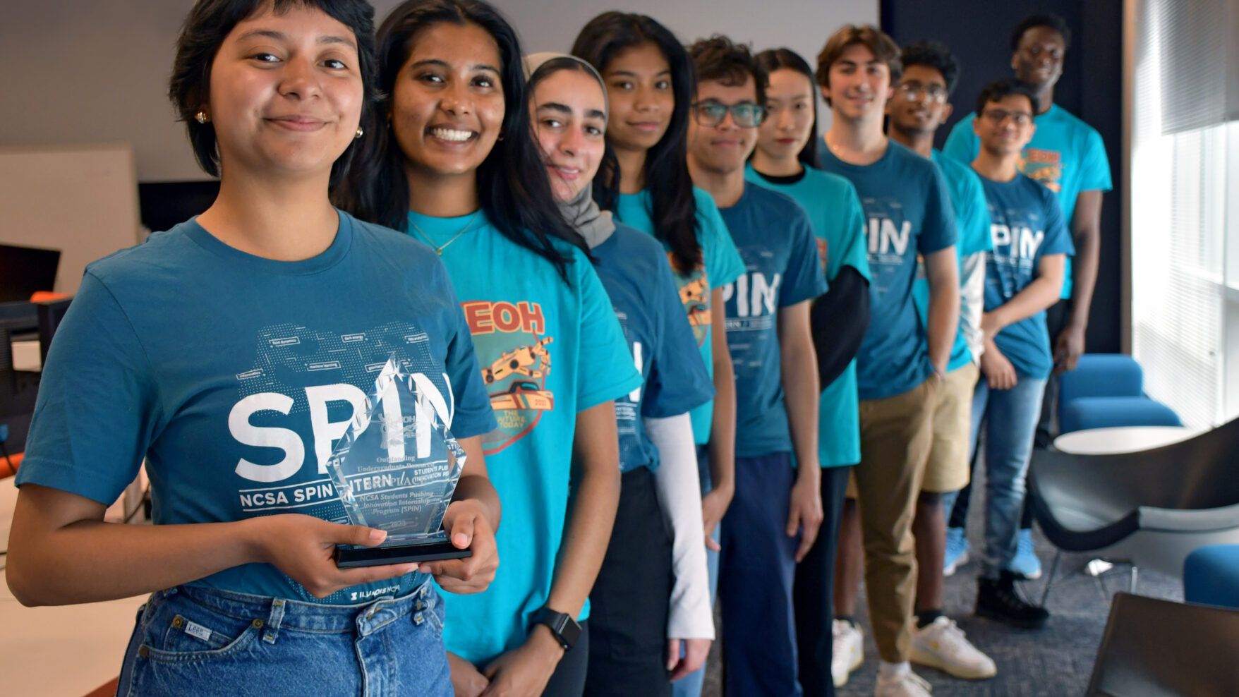 SPIN students with their 2023 First place Engineering Open House award
