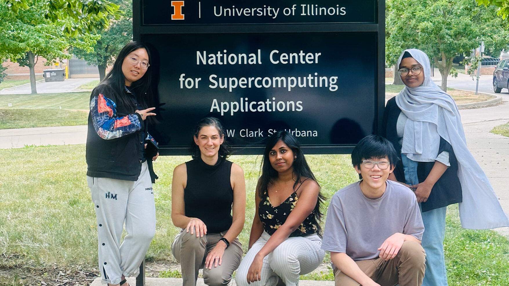 STEP students pose in front of the NCSA sign during their visit