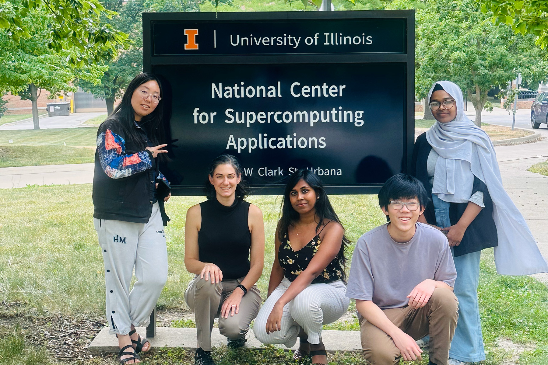 STEP students pose in front of the NCSA sign during their visit