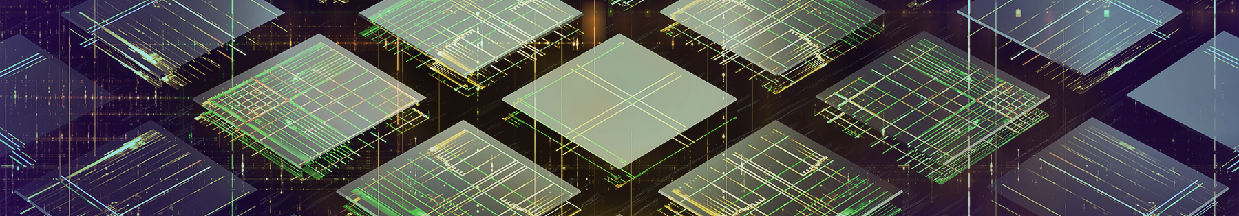 A concept image of a quantum computer with many translucent cores