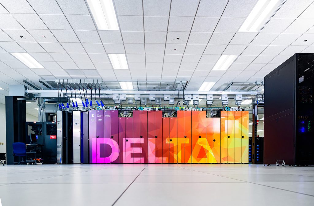 Decorated front view of the Delta system