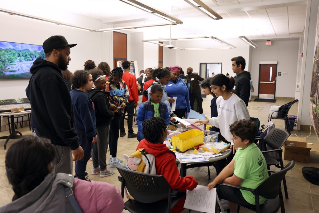 A large crowd of visitors