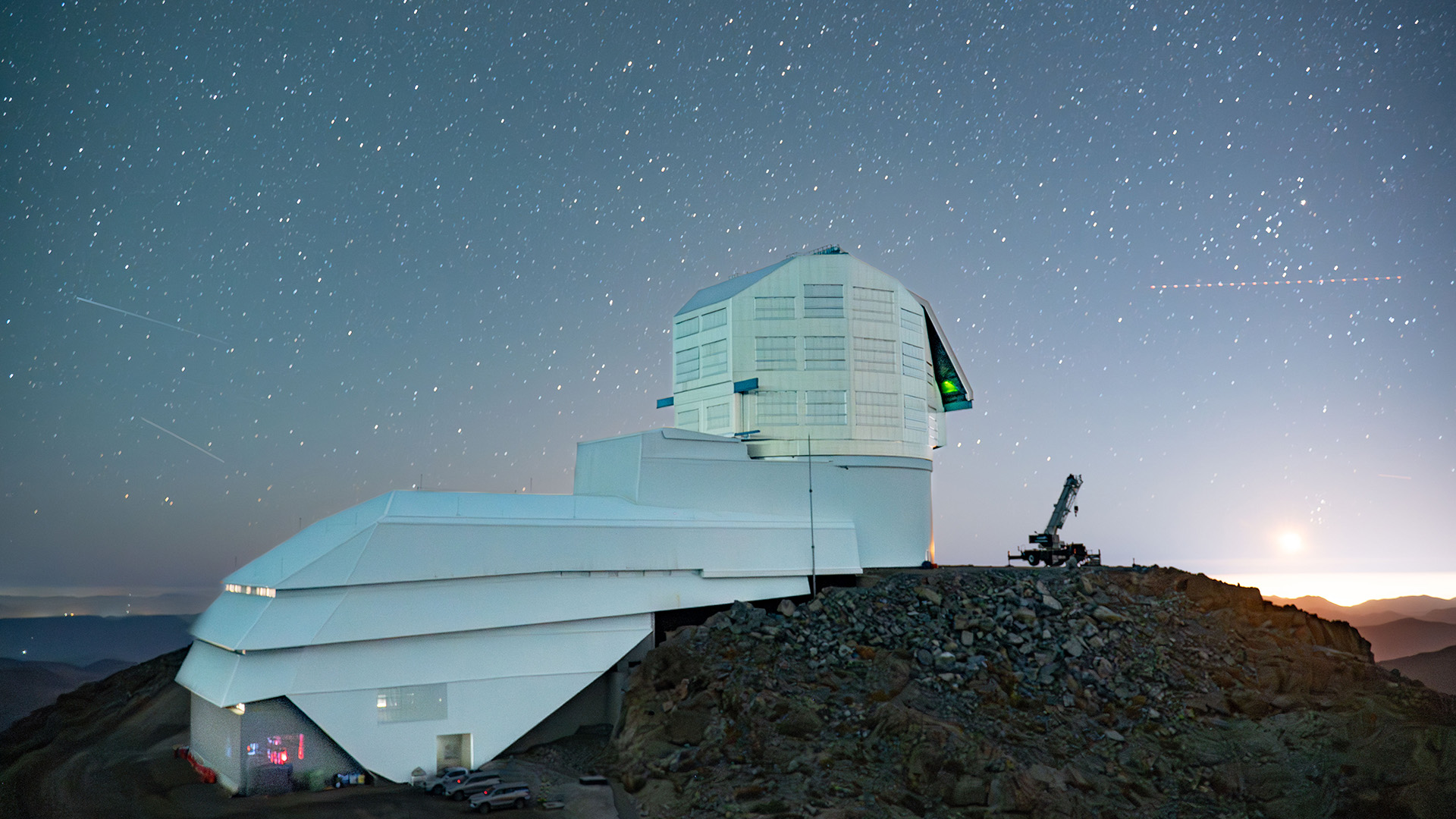 The Rubin Observatory at sunset.